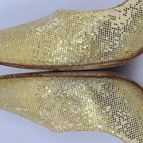 Vintage Stuart Weitzman Martinique Gold Glitter Pointed Toe Stiletto Heels 7.5 - Picture 9 of 16